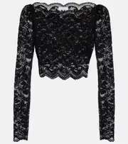 [Rabanne] Rabanne Floral lace crop top AU 16 black