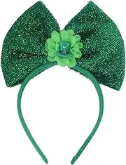 [Oxtxuzdm] Patrick's Day Party Bowknot Headband with Shamrock Decors Hair Accesories Party Headwear for Festival Celebrations