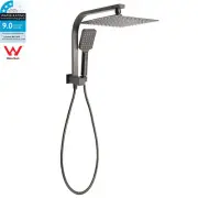 KYLINS Gun Metal Square Dual 12" Shower Head Set 3-Modes Handheld Gooseneck Arm
