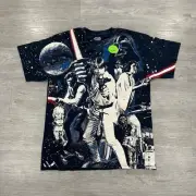 Star Wars Episode 4 IV Shirt Men Large All Over Print Shirt Glow In The Dark NWT