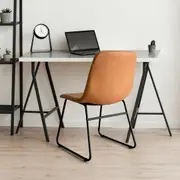 1 Set of 2 Levede PU Leather Padded Dining Chairs Brown