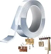 Double Sided Tape - Clear Sticky Roll Tape, Double Sided Adhesive Tape | Waterproof Nanotechnology Removable Mounting Tape, Double Sided Tape Roll for Ceramics Tiles Wood Wall, (Transparent)