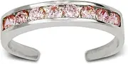 [JewelryWeb] 14k White Gold Pink CZ Simulated Diamond Adjustable Elegant Multistone Body Jewelry toe ring-toe ring for Women