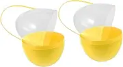 CIMAXIC 2 PC Eggs Basket Clear Eggs Egg Cup Egg with Handle Plastic Eggs for Party Favor Eggs Jumbo Plastic Eggs Egg Yellow Pp