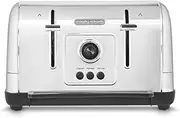 Morphy Richards Venture Brushed 4 Slice Toaster - Brushed Stainless Steel - Defrost Setting - High Lift Feature - 240130