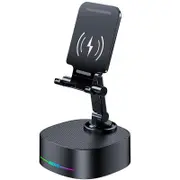 Bluetooth Speaker with Wireless Charging and Cell Phone Stand,HD Surround Sound Perfect for Home and Outdoors,Creative Gift