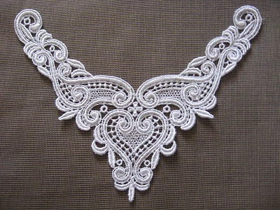 16 PCS GORGEOUS WHITE HEART RAYON VENISE YOKE APPLIQUE