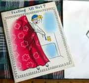 Vintage Get Well Card Comic Cartoon FEELING ALL WET? 1950 /40's by Wishing Well