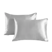 Satin Pillowcase Set of 2 Silk Pillow Cases for Hair and Skin Satin Pillow Covers 2 Pack with Envelope Closure (51*76cm Light Grey)