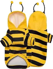 Catmama Pet Clothes Bee Costume Yellow and Black Hooded Sweatshirt Cute Warm Jacket-L
