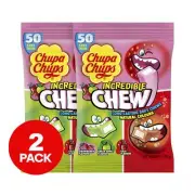 2x Chupa Chups Incredible Chew Assorted Flavours Soft Chewys Bag (175g) gift box