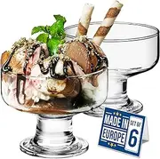KELVEE Glass Dessert Bowls Set of 6, Crystal Glass Bowls for Ice Cream, Fruit, Pudding, Snack, Cereal, Nuts - Premium Glass Serving Dishes, Mini Trifle Bowl (150ml)