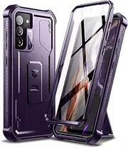 [Dexnor] Compatible with Samsung Galaxy S21 FE 5G Case 6.4 Inch with Built-in Screen Protector Military-Grade 360 Full Body Shockproof Bumper Protection Cover with Stand - Phantom Purple