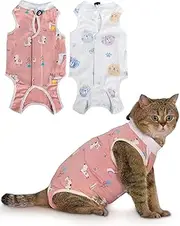 2 Pack Cat Recovery Suit - Breathable Cat Surgery Recovery Suit Female, Cat Onesie for Cats After Surgery, Cat Spay Recovery Suit Female Abdominal Wounds (Style 1, Small)