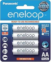 Panasonic Eneloop AA Pre-Charged Rechargeable Batteries, 4-Pack (BK-3MCCE/4BA)