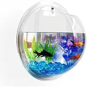 QUOXO Acrylic Wall Mounted Fish Bowl, Hanging Aquarium Transparent Plastic Bubble Gold & Betta Fish Tank (XL: 350mm)