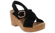 Clarks Giselle Dove Buckle Wedge Sandal | 26177142 Black