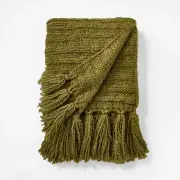 Raised Striped Chunky Knit Throw Blanket Green - Threshold designed with Studio