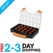 Customizable 18-Compartment Tool Storage Box with Heavy-Duty Latches