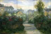 Tile Mural Backsplash Mirkovich Ceramic French Landscape Garden Art NMA028