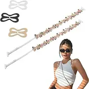 [BRDXOOL] Removable Bra Straps for Women Floral Decor - Lace Elastic Adjustable Extended Replacement Decoration for Bras Tops and Dresses, Coloured Flowers, Large