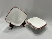 6pc Corelle Splendor Square Cereal Soup Bowls; Red Trim; 6.25”. USA, A2902