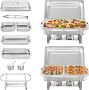 Chafing Dish Buffet Set, 8 Qt 2 Pack, Stainless Chafer W/ 2 Full & 4 Half Size P