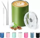 12 Oz Insulated Tumbler with Lid and Straw, Stainless Steel Double Walled Coffee