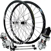 [ZECHAO] 700C Road Bike Wheelset,Disc Brake Rim 24H Hole Quick Release Hub for tire 700C*23C-45C Racing Road Bike Wheelset 8-12 Speed Wheelset (Color : Silver, Size : XD)