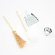 4PC 1:12 Scale Dollhouse Miniatures Dustpan Broom Cleaning Tools Kit Handmade