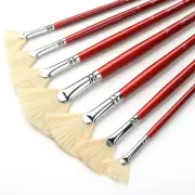 GACDR Fan Brush for Painting 7 Pieces Fan Brush Set with Hog Bristle Natural ...