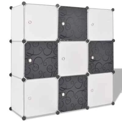 NNEVL Storage Cube Organiser with 9 Compartments Black and White