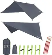 Gold Armour 12' XL TARP Hammock Waterproof RAIN Fly Tent TARP 185" Centerline - Lightweight Ripstop Fabric - Stakes Included - Survival Gear Backpacking Camping Accessories - Multiple Colors