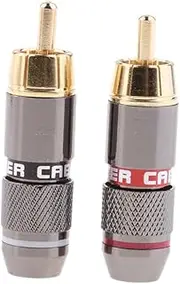 RCA Male Solderless Plug Screws Audio Video in-Line Jack Adapter Gold Plated for Multimedia and CCTV (2 Pack)