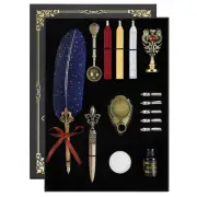 Quill Pen and Ink Set - Feather Calligraphy Dip Pen with Wax Seal Stamp Kit a...