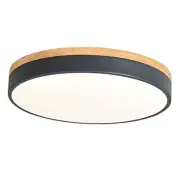 Dimmable Wood LED Flush Mount Ceiling Light, 5CCT 2700K 15.8" Grey-Dimmable