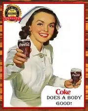Coca-Cola - Coke - Does A Body Good - Vintage - Rare - Metal Sign 11 x 14