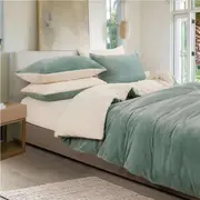 Gioia Casa 2-in-1 Teddy Sherpa Quilt Cover Set & Blanket Sage Green (Single, Double, Queen, King, Super King) King