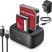 ORICO Dual Bay External Hard Drive Docking Station USB 3.0 to SATA with Duplicator/ Offline Clone Function 3.5''HDD Dock for 2.5/3.5 inch HDD SSD Plug&Play Support UASP Max Up to 40TB-DD-C