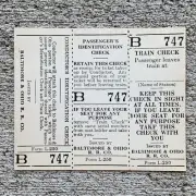 1950s BALTIMORE & OHIO B&O WHITE RAILWAY TRAIN TICKET #B747