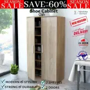 Shoe Cabinet Rack Storage Organiser Cupboard 7 Compartments w/ Door Oak vidaXL