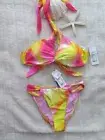 Seafolly 12 Colour Crush Twist Front Halter &10 High Leg Loop Side Fuchsia Rose