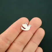 BULK 50 Dove Antique Silver Tone Charms 2 Sided - SC6784