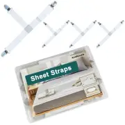 Fitted Sheet Straps with Clips - Bedsheet Holders for Queen and King Size Bed...