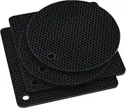 Nstezrne Black Silicone Trivets for Pots and Pans, Silicone Hot Pads Mats, Heat Resistant Trivet Mat Pot Holder, Counter Top Protector and Teapot Coaster Set of 4 (2 Round+2 Square Mats)