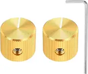 uxcell 2 Pcs Aluminium Potentiometer Knobs, 1/4"(6.4mm) IDx5/8(15mm) ODx1/2(12.5mm) Height Universal Volume Tone Control Knobs for Guitar, Bass, Straight Line Indicator, Gold