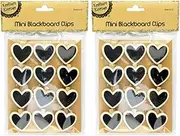 [24PCE] Krafters Korner Mini Heart Blackboard Clips, Hang Photos,Cards Or Food And Drinks Menus Over String Or Clip, Great For Flower Pots, Cups, Display Settings, Price Display Labels (3.7 x 4Cm)