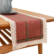 Catzon Burlap Lace Table Runners Simple Home Decoration-Red