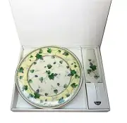 NIB Adrea By Sadek Cake Plate And Server Porceline Grapevine Set