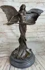 Art Deco Mythical Fairy with Wings Hot Cast Nude Bronze Classic Sculpture Statue